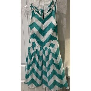 Women's Esley Green and White Chevron Dress - Size S